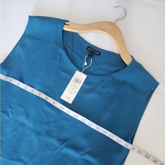 Eileen fisher silk tunic asymmetrical hen sleveless blouse tunic new with tags - Picture 7 of 9